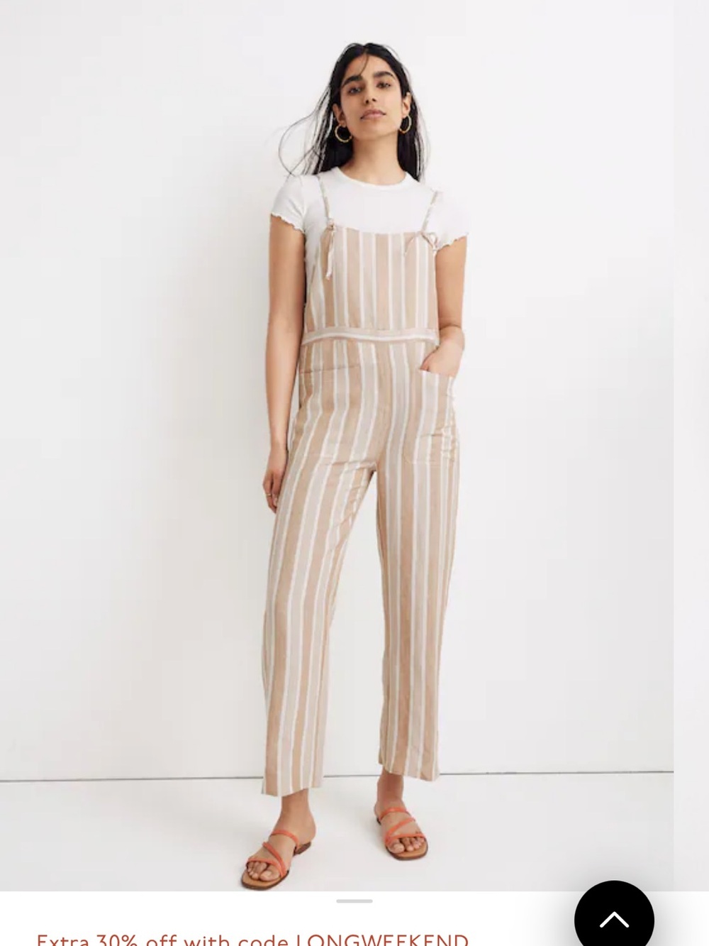 NWT Madewell linen blend Striped Tie-Strap Wide-Leg Overalls size small jumpsuit